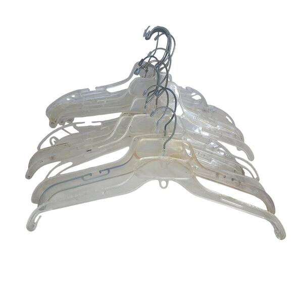 Vintage Clear Acrylic Lucite Plastic Hangers Dress Jacket Set of 14 - Picture 3 of 6